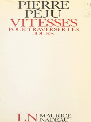cover image of Vitesses pour traverser les jours